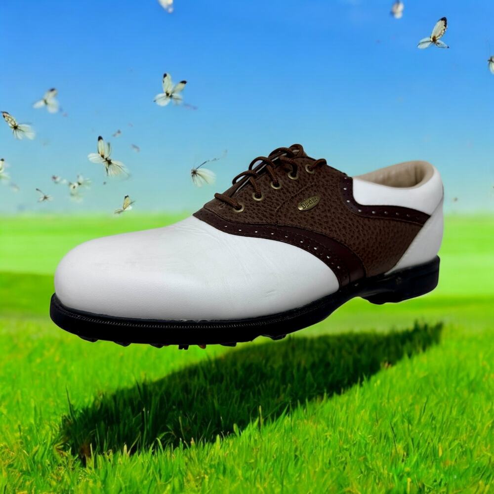 Dexter Leather Pivot Pro Golf Shoes Mens 9 1/2 Oxford Saddle Brown White K.5.4